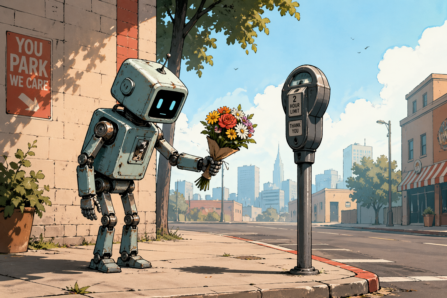 An illustrated figure at a chat interface apologizing, rendered in a warm editorial style.