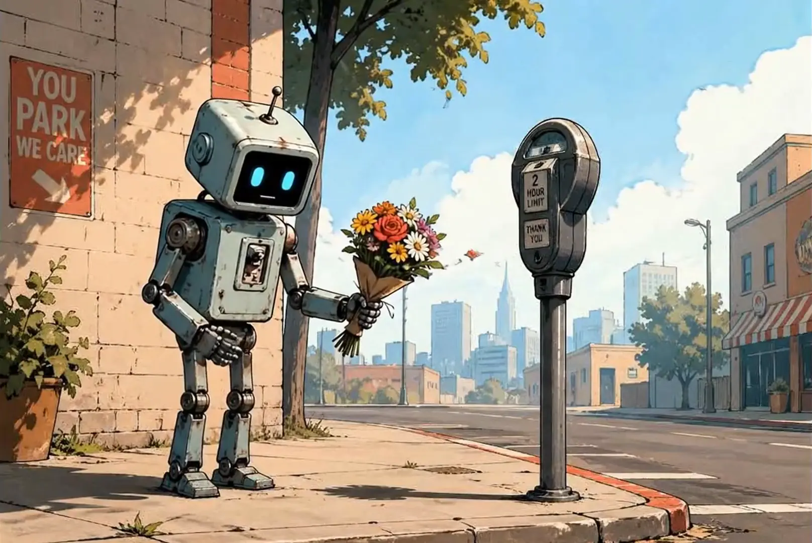 An illustrated figure at a chat interface apologizing, rendered in a warm editorial style.